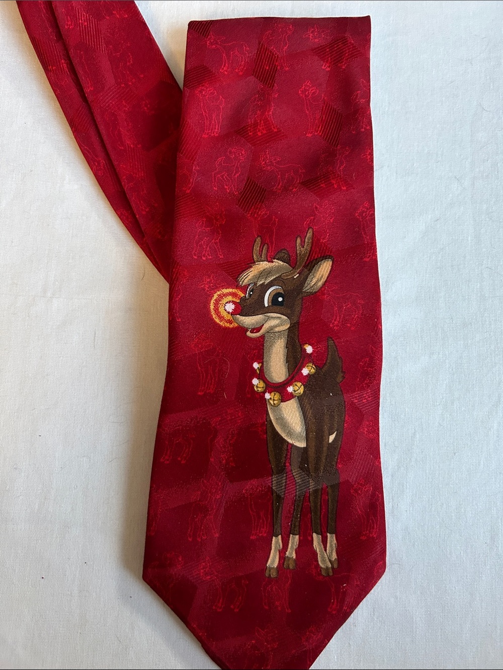 Men's Red Holiday Reindeer Tie